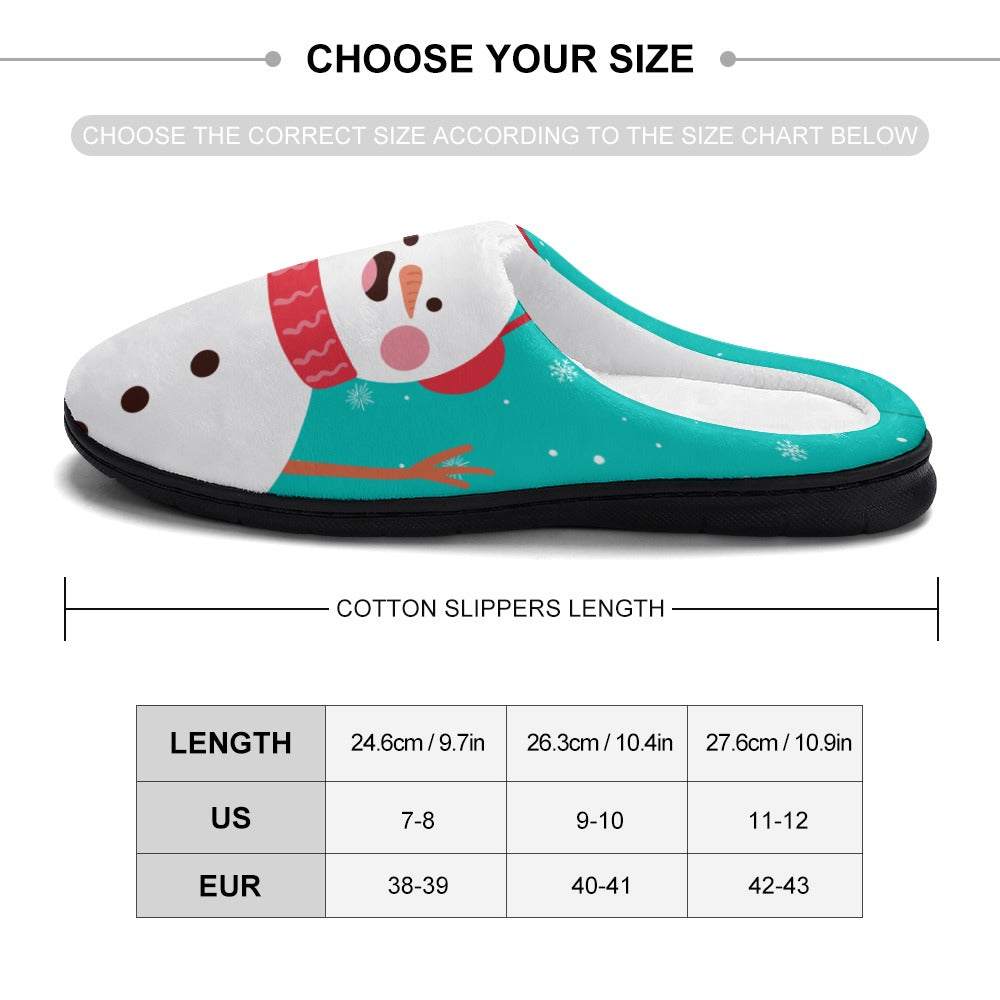 Mint Snowman House Shoe Slippers | Custom Slippers | Robe and Slipper Gift Sets for Women | Cute Slippers for Adults | House Shoes with Patterns