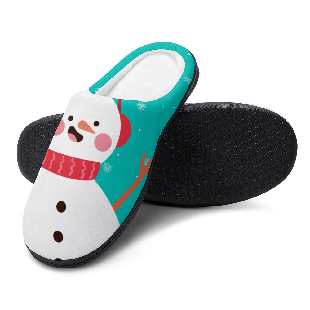 Mint Snowman House Shoe Slippers | Custom Slippers | Robe and Slipper Gift Sets for Women | Cute Slippers for Adults | House Shoes with Patterns