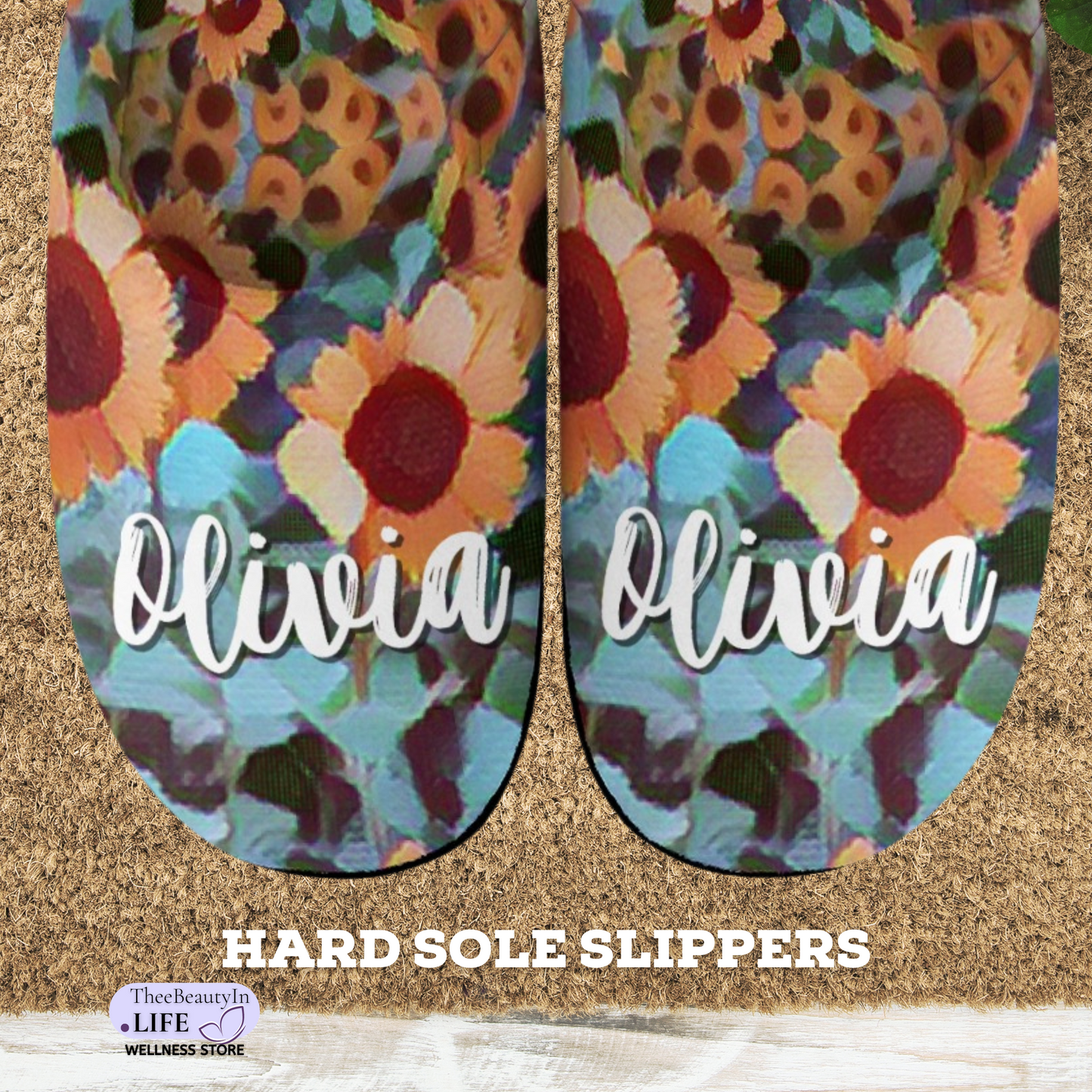 Sunflower Custom House Shoe Slippers | Cute Floral Slippers for Women | Slippers with Matching Robes | Personalized Gift for Leo Birthdays | Pixel Art Shoes