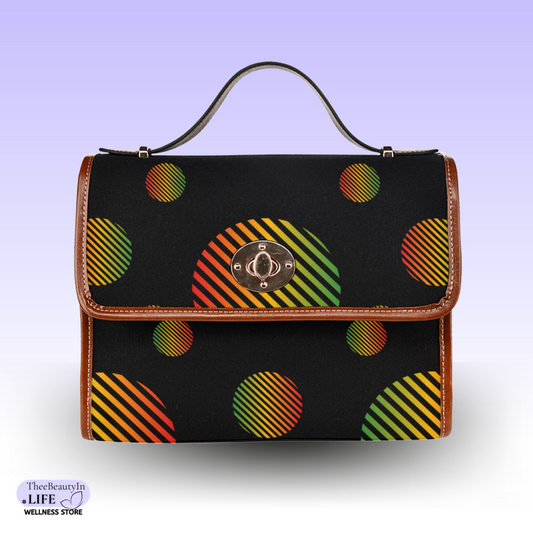 Satchel Bag - Circle of History | Black Crossbody Purse for Women | Outfit Accessories for Juneteenth or Black History Month | Gift for HBCU College Students | Small CarryOn Bag with Flag Design