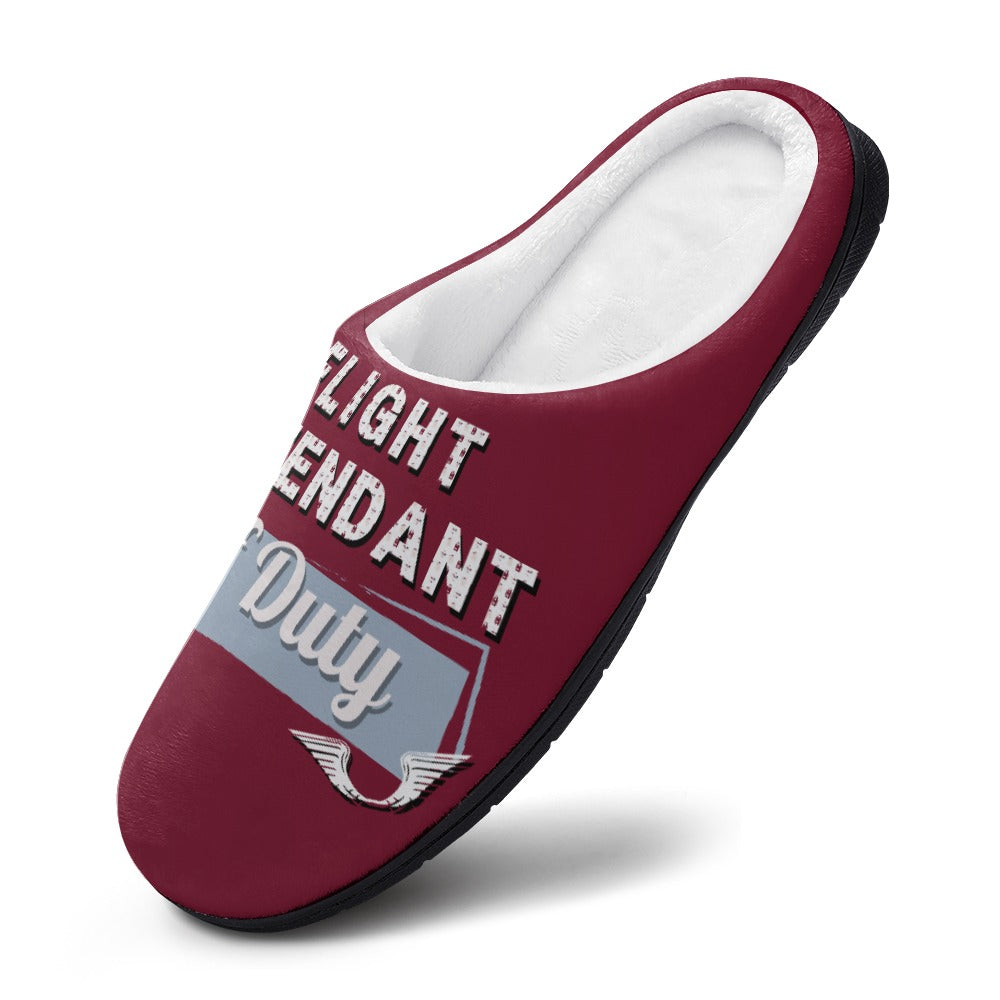 Flight Attendant Burgundy House Shoe Slippers | Custom Slippers | Robe and Slipper Gift Sets for Women | Cute Slippers for Adults | House Shoes with Patterns