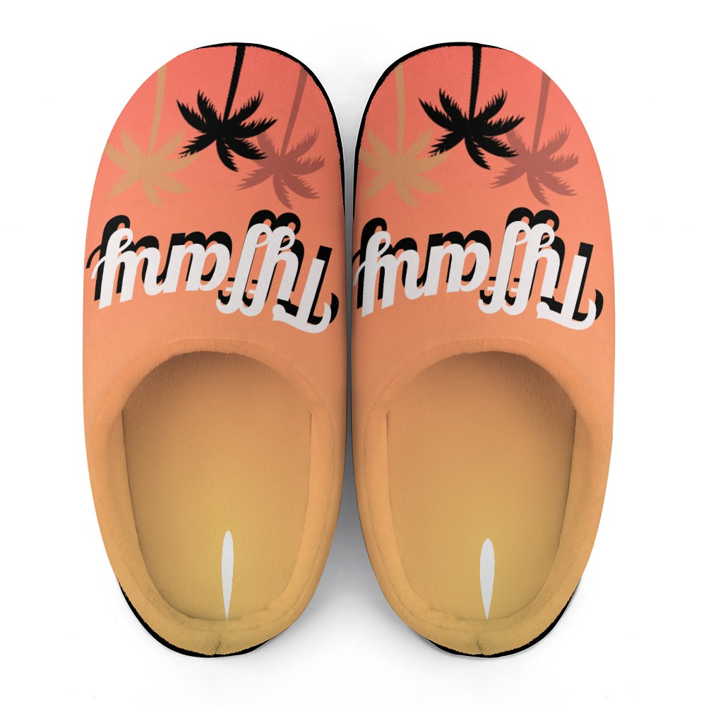 Sunset Palms House Shoe Slippers | Custom Slippers | Tropical Bedroom Shoes | Robe and Slipper Gift Sets for Women | Personalized House Shoes