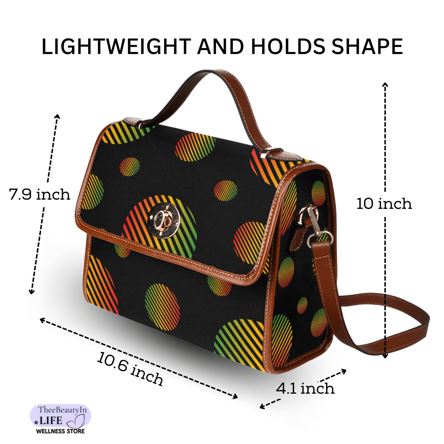 Satchel Bag - Circle of History | Black Crossbody Purse for Women | Outfit Accessories for Juneteenth or Black History Month | Gift for HBCU College Students | Small CarryOn Bag with Flag Design