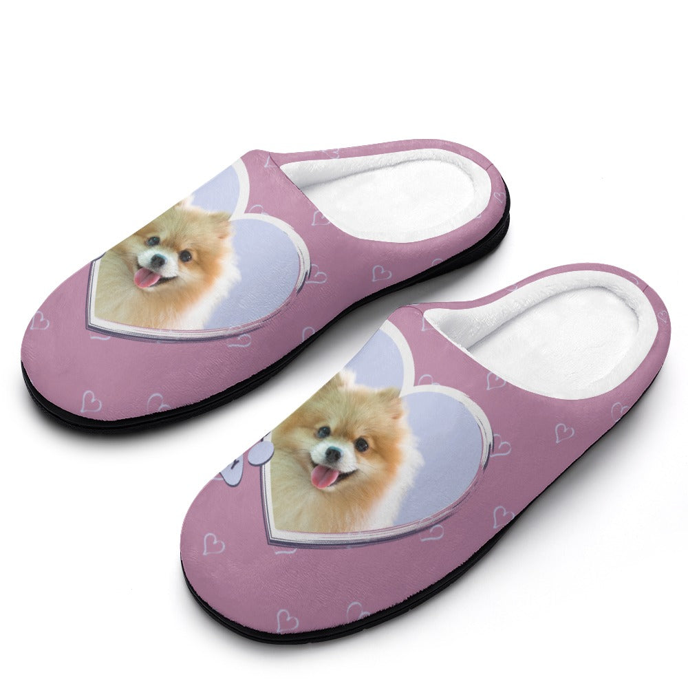 My Dog Custom House Shoe Slippers | Custom Dog Slippers for Women | Black Slippers for Dog Owners | Pet Sympathy Gift | Animal Slippers with Picture