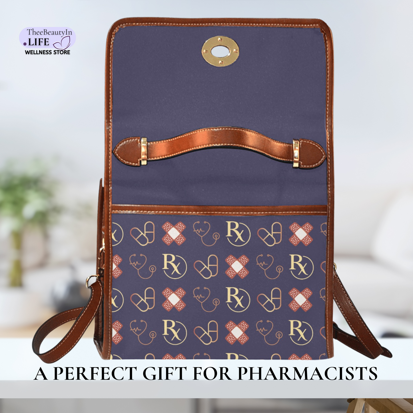 Pharmacist Bandaid Bare Flap Satchel Bag | Black Crossbody Purse for Female Doctors | Pharmacist Gift for Medical Appreciation Weeks | Gift for Medical School Graduation | Gift for New Doctors