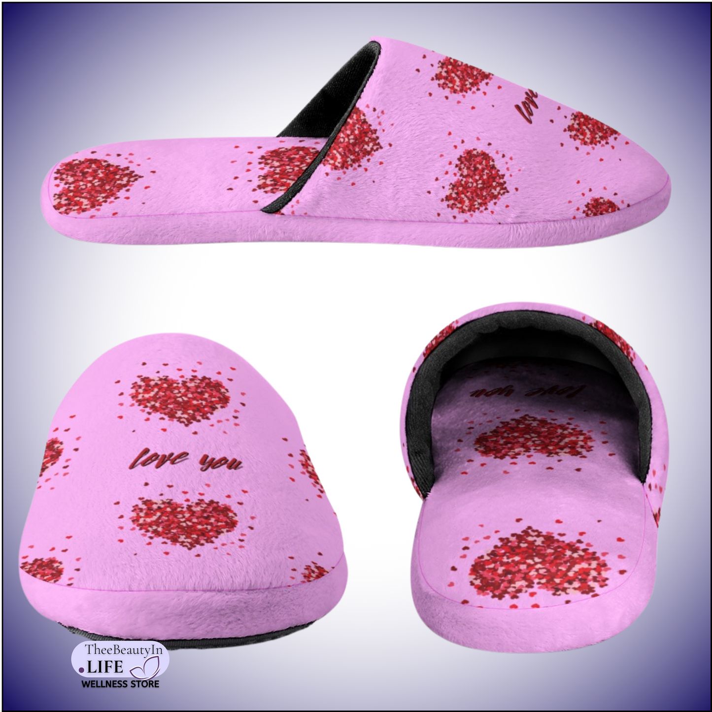 Memory Foam Slippers - Special Valentine | Ladies Slippers with Hearts | Best Valentine's Day Gift Ideas | Pink House Shoes for Women | Cute, Warm, and Plush Bedroom Shoes for Wife