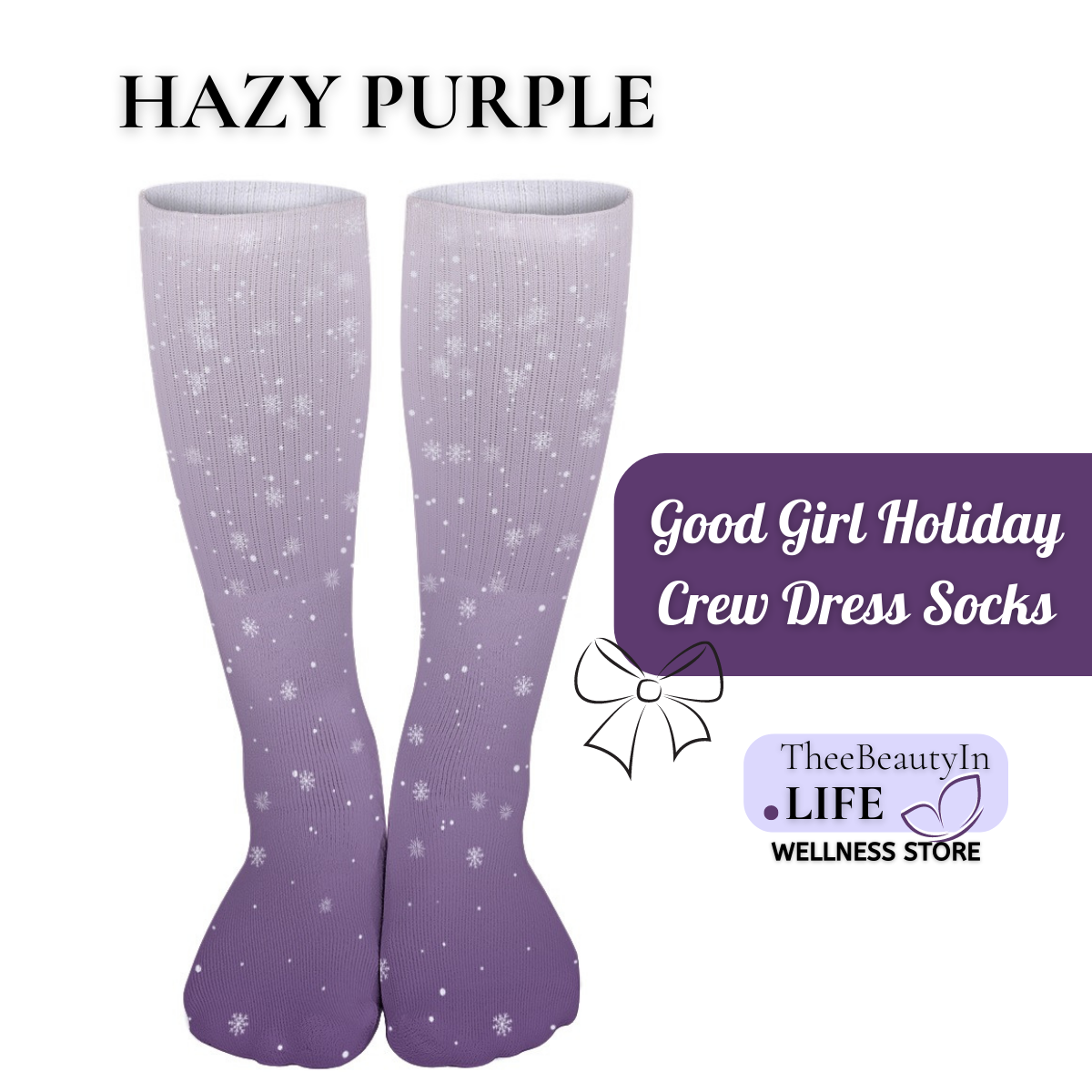 Good Girl Crew Dress Socks | Christmas Themed Crew Socks | Fun Ombre Socks for Women | Moisture Wicking Socks | Holiday Mid Calf Socks