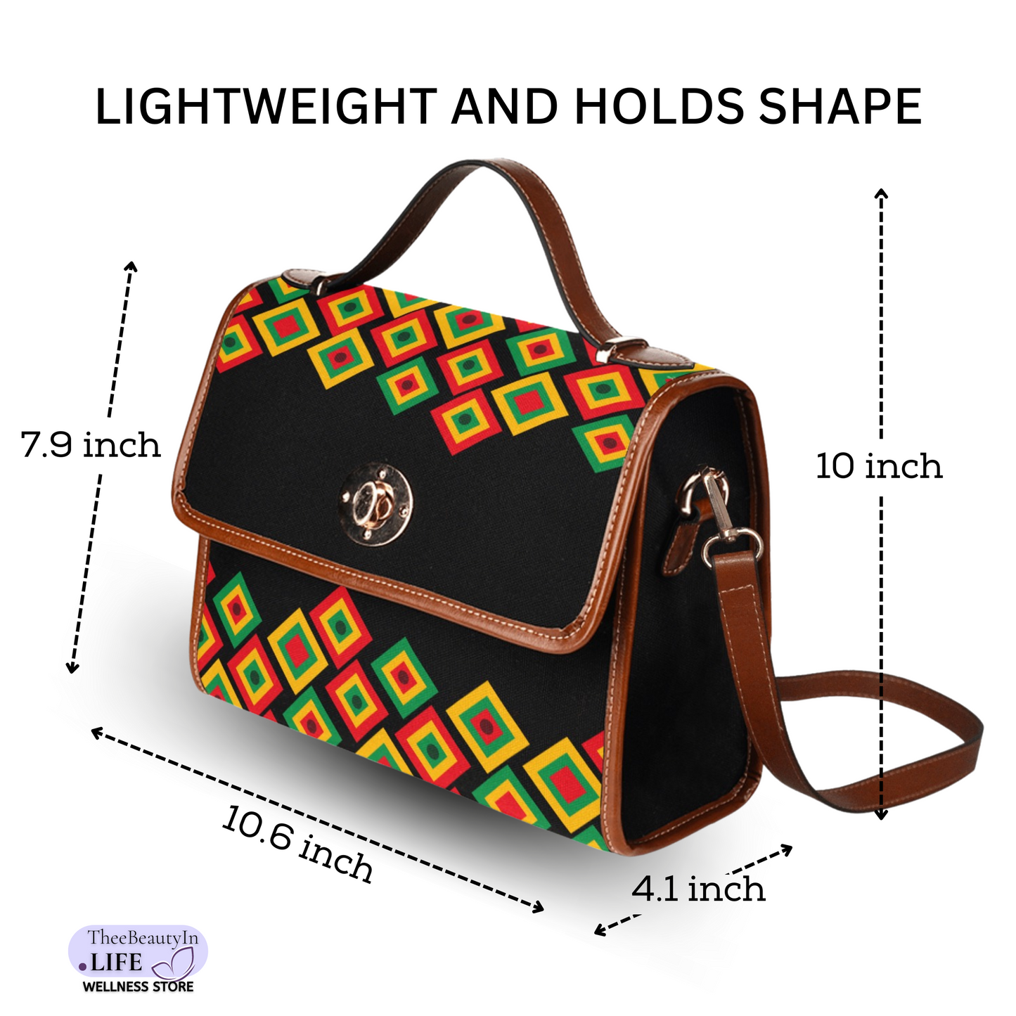 Satchel Bag - Black History | Black Crossbody Purse for Women | Outfit Accessories for Juneteenth or Black History Month | Gift for HBCU College Students | Small CarryOn Bag with Flag Design