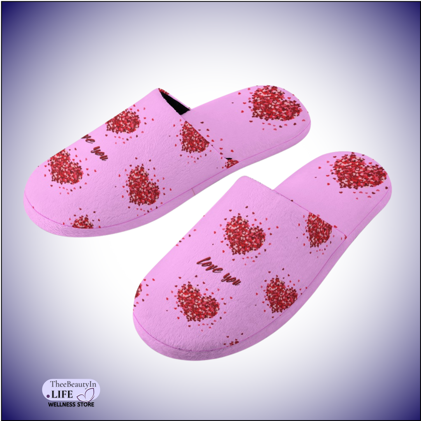 Memory Foam Slippers - Special Valentine | Ladies Slippers with Hearts | Best Valentine's Day Gift Ideas | Pink House Shoes for Women | Cute, Warm, and Plush Bedroom Shoes for Wife