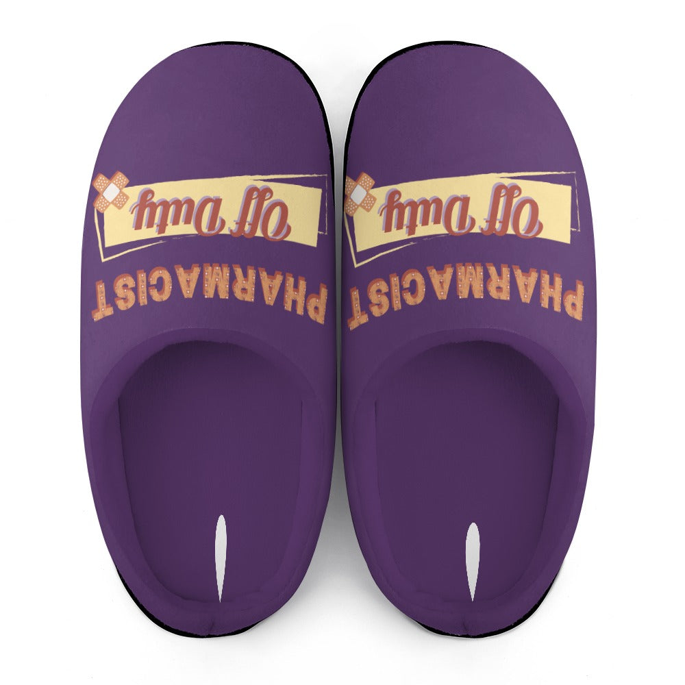 Pharmacist Day Off Purple House Shoe Slippers | Custom | Personalized House Shoes | Healthcare Worker Bedroom Shoes | Robe and Slipper Gift Sets for Women