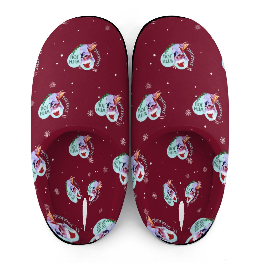 Chihuahua Holiday Burgundy House Shoe Slippers | Custom Slippers | Robe and Slipper Gift Sets for Women | Cute Slippers for Adults | House Shoes with Patterns