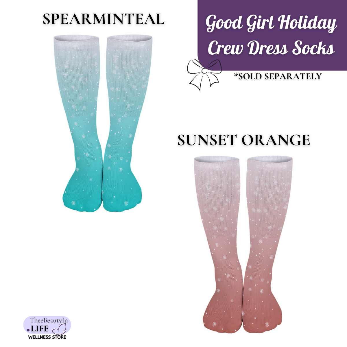 Good Girl Crew Dress Socks | Christmas Themed Crew Socks | Fun Ombre Socks for Women | Moisture Wicking Socks | Holiday Mid Calf Socks