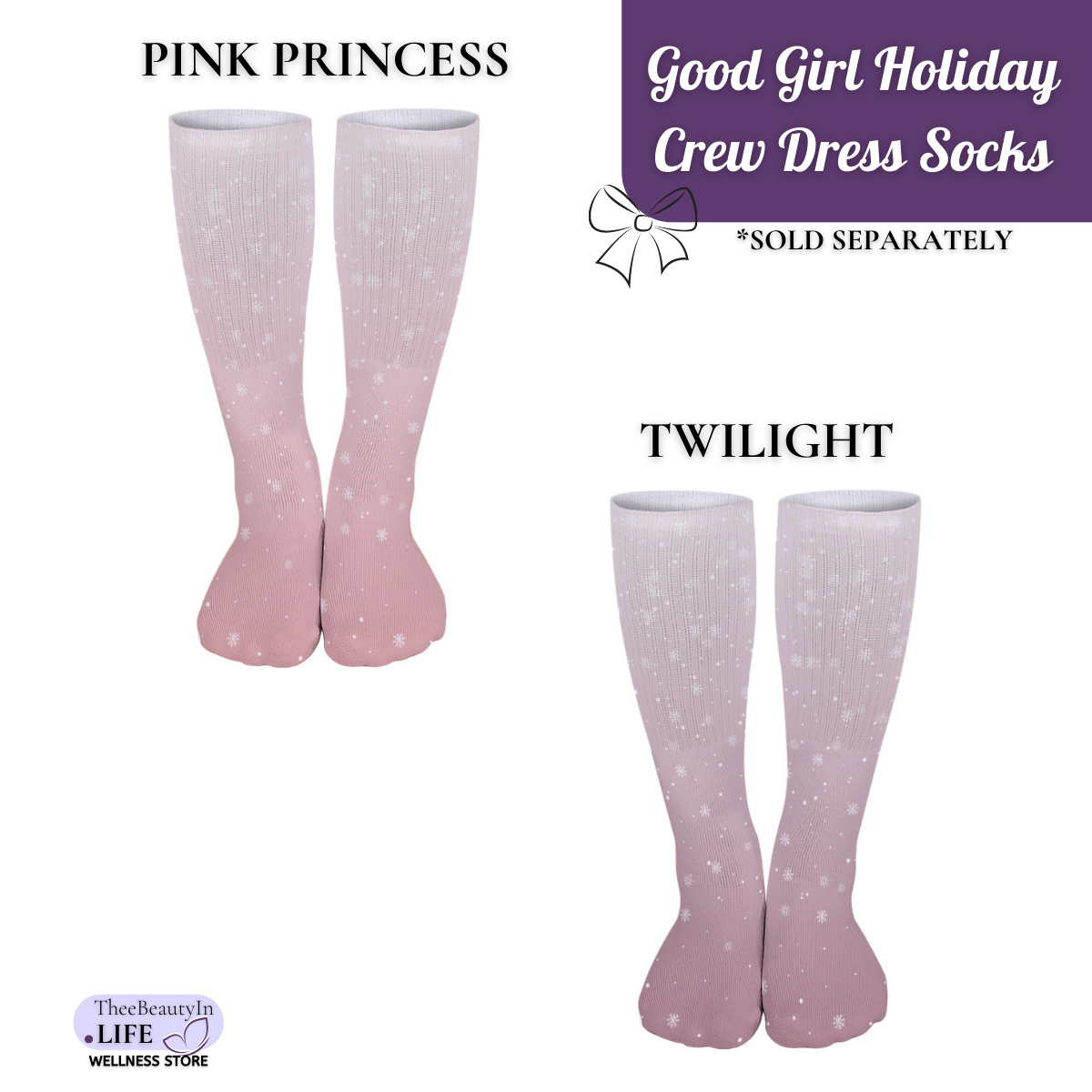 Good Girl Crew Dress Socks | Christmas Themed Crew Socks | Fun Ombre Socks for Women | Moisture Wicking Socks | Holiday Mid Calf Socks