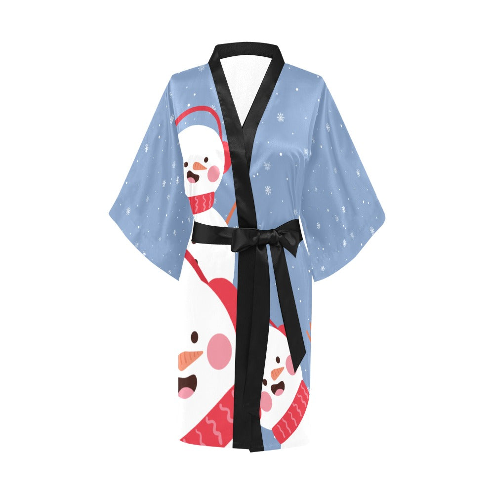 blue snowman satin robe