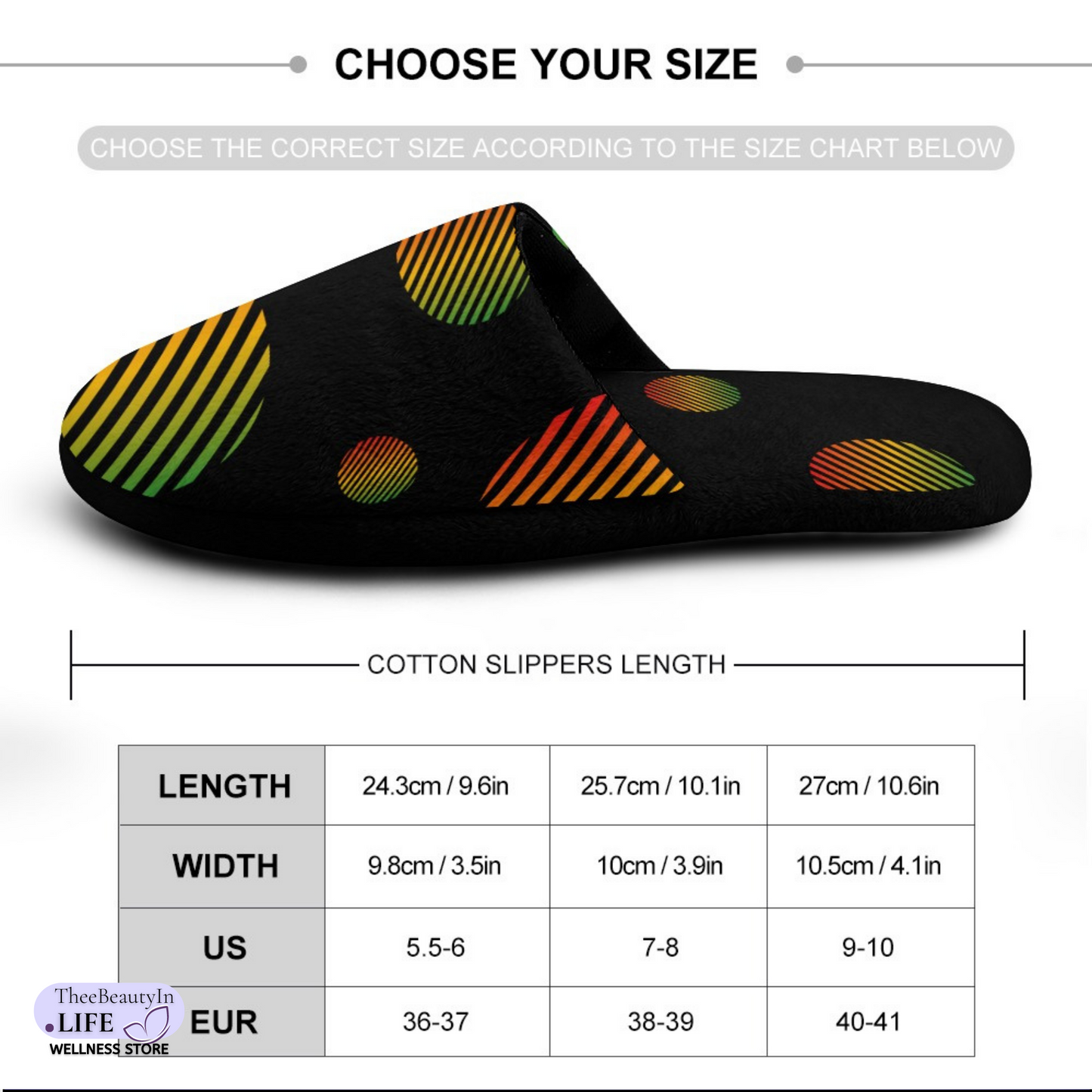 Memory Foam Slippers - Circle of History | Indoor Shoes for Women | Juneteenth Flag House Shoes | Bedroom Shoes with Red, Green, and Gold | Cute Black Slippers with Abstract Circles