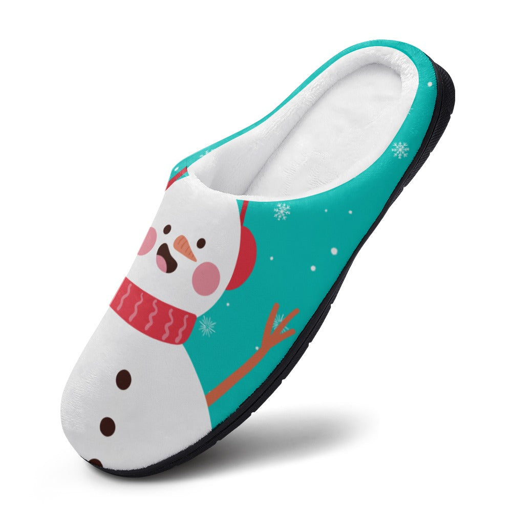 Mint Snowman House Shoe Slippers | Custom Slippers | Robe and Slipper Gift Sets for Women | Cute Slippers for Adults | House Shoes with Patterns