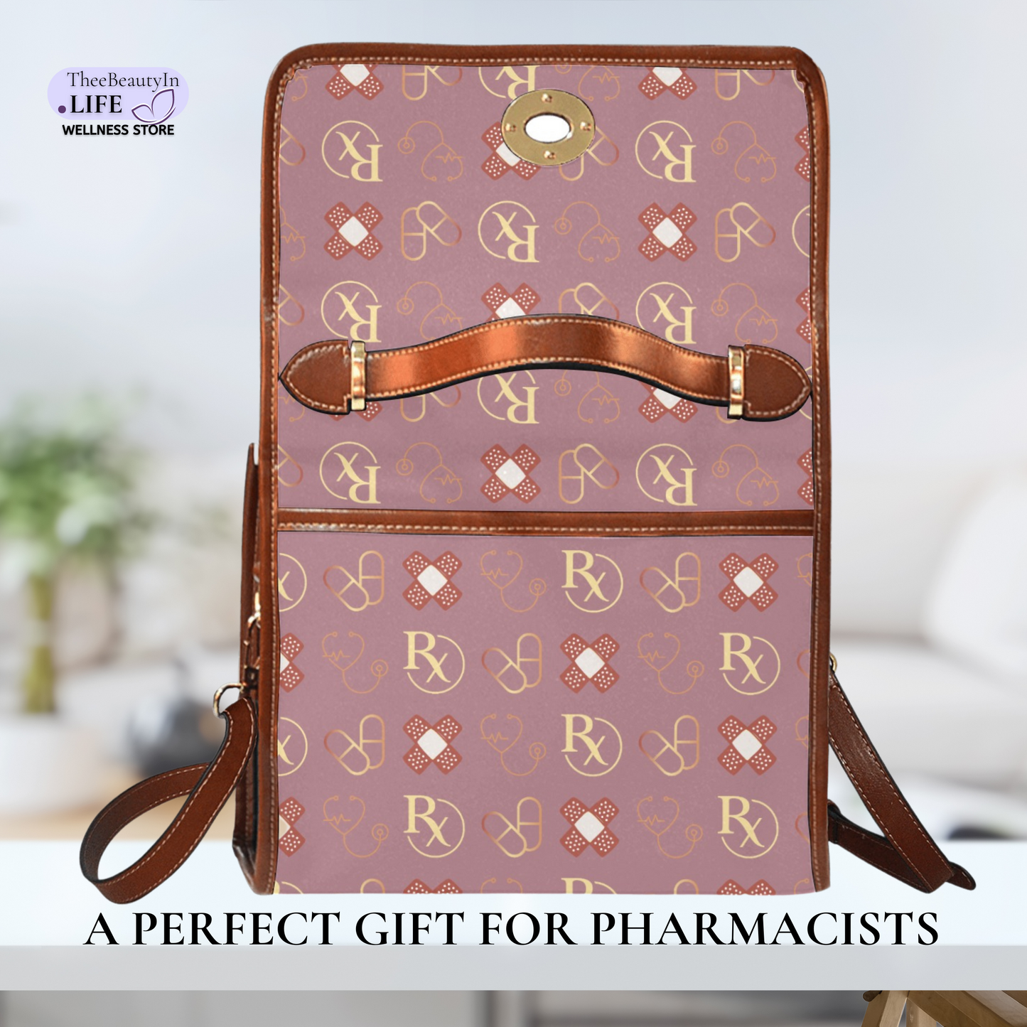 Pharmacist Bandaid Satchel Bag | Medical Field Satchel Purse with Vegan Leather Trim | Mini Crossbody Bag for Women in Medicine | Gift for Medical Expert | Gift for Doctoral Student, PharmD