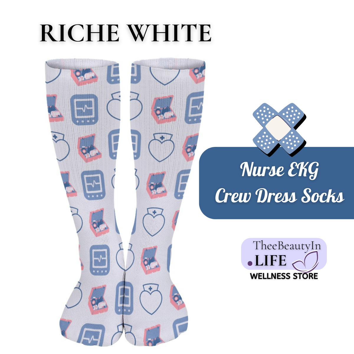 Nurse EKG Crew Dress Socks | Fun Gifts for Nurses | Gifts for RN, LPN, CNA | Nursing Student Graduation Gifts | Nurse Appreciation Day