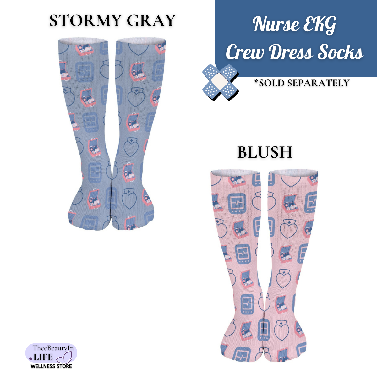 Nurse EKG Crew Dress Socks | Fun Gifts for Nurses | Gifts for RN, LPN, CNA | Nursing Student Graduation Gifts | Nurse Appreciation Day