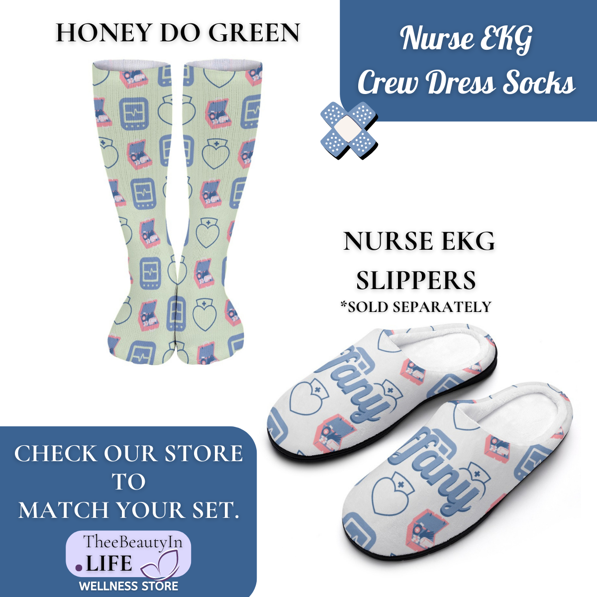 Nurse EKG Crew Dress Socks | Fun Gifts for Nurses | Gifts for RN, LPN, CNA | Nursing Student Graduation Gifts | Nurse Appreciation Day