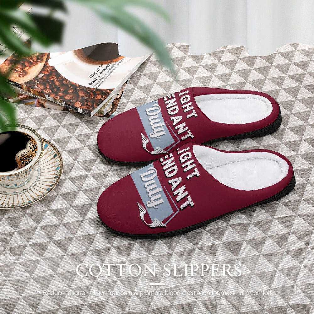 Flight Attendant Burgundy House Shoe Slippers | Custom Slippers | Robe and Slipper Gift Sets for Women | Cute Slippers for Adults | House Shoes with Patterns