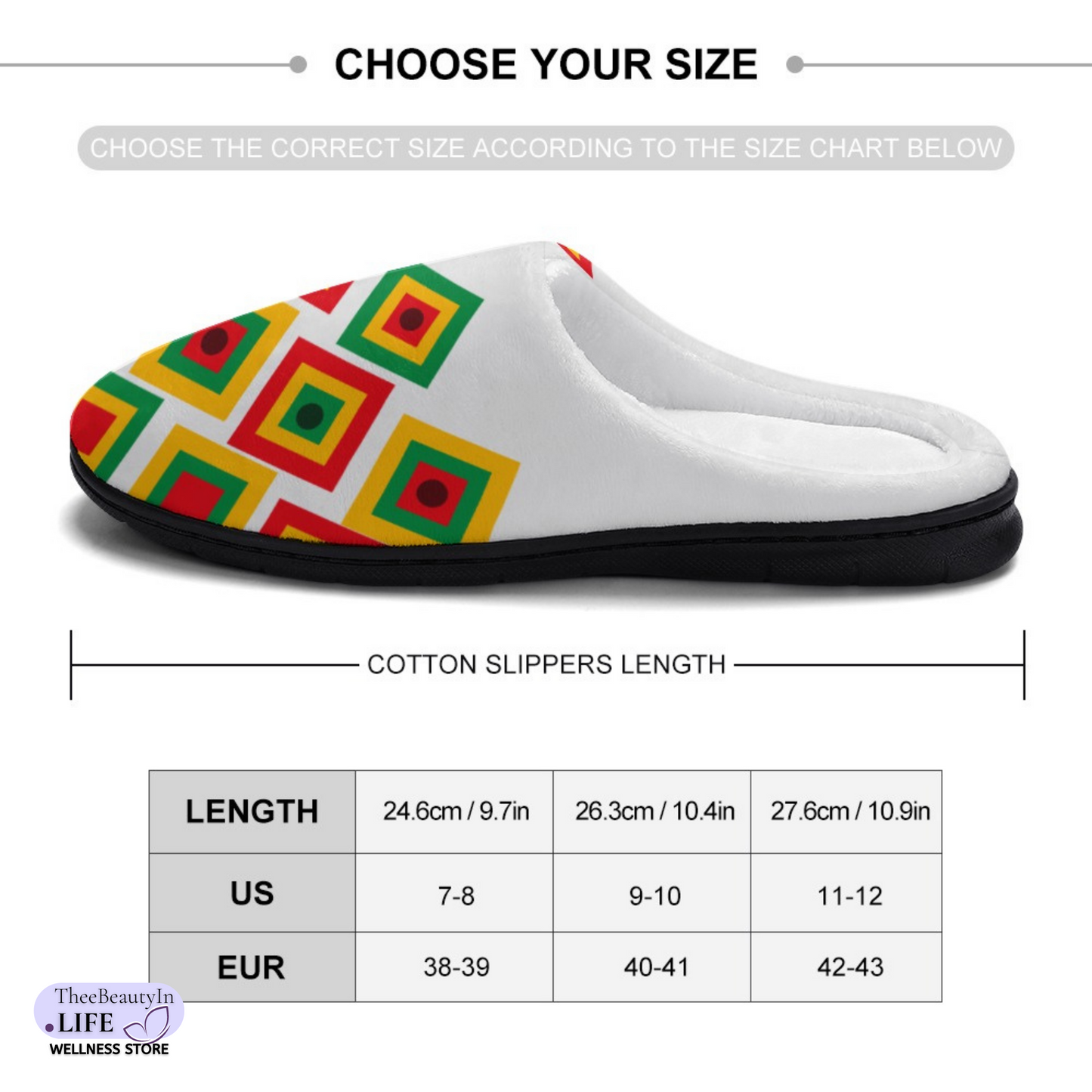 House Shoe Slippers - Black History | Hard Sole Indoor Slippers | Cute Bedroom Shoes for Women | Colorful Juneteenth Themed Slippers | Red, Green, and Gold Shoes