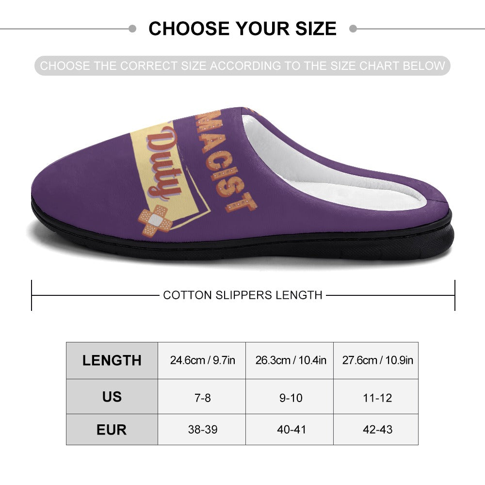 Pharmacist Day Off Purple House Shoe Slippers | Custom | Personalized House Shoes | Healthcare Worker Bedroom Shoes | Robe and Slipper Gift Sets for Women