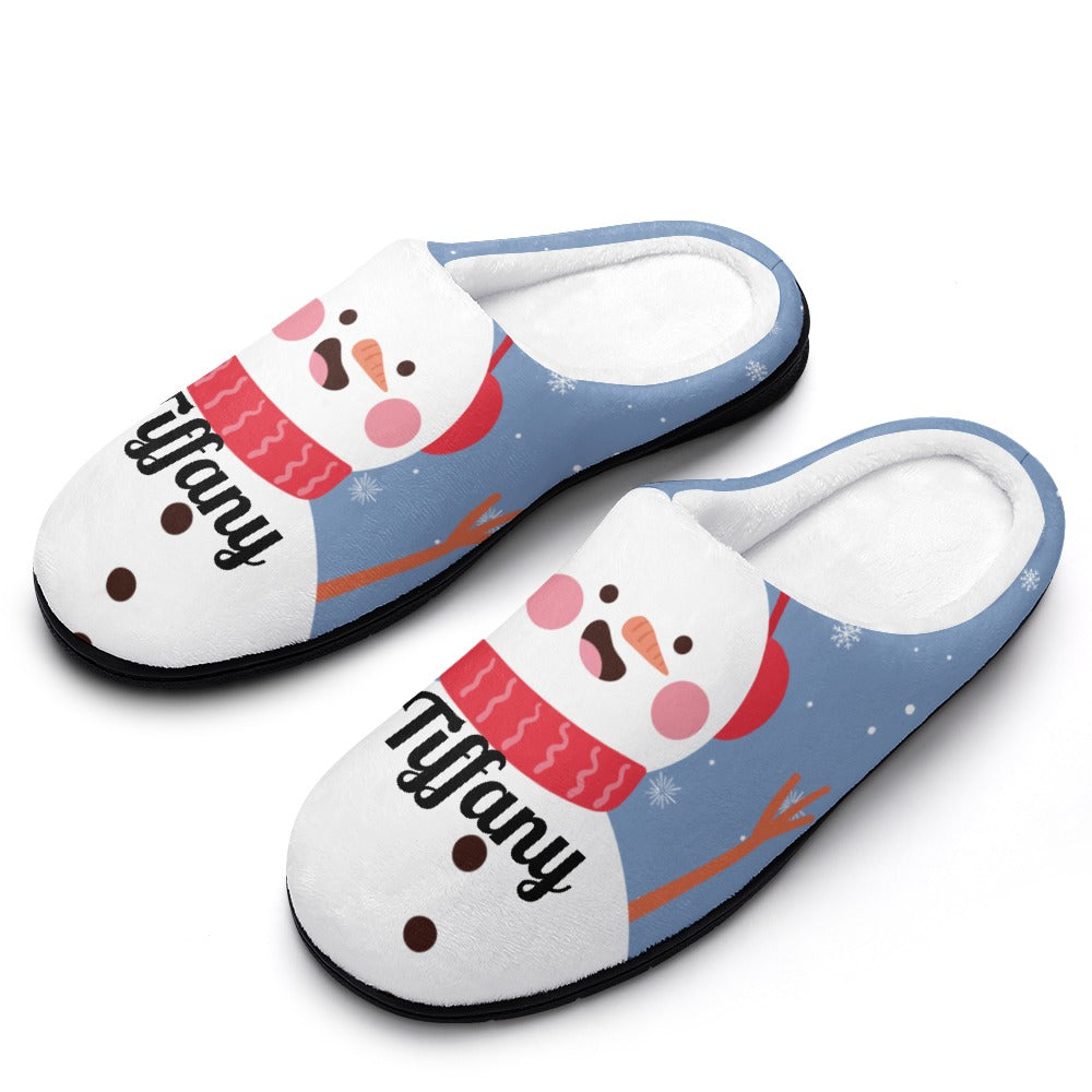 Blue Snowman House Shoe Slippers  | Custom Slippers | Robe and Slipper Gift Sets for Women | Cute Slippers for Adults | House Shoes with Patterns