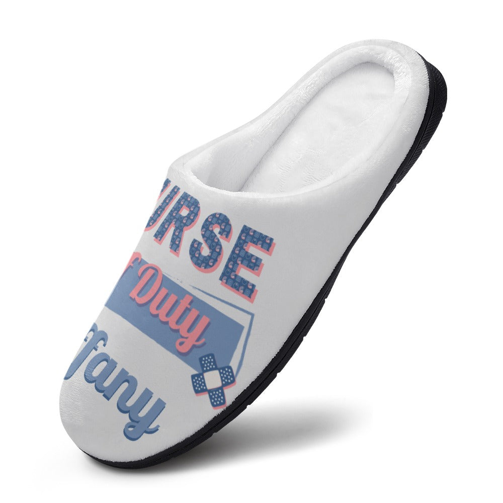 Nurse Bandaid White House Shoe Slippers | Custom | Personalized House Shoes | Healthcare Worker Bedroom Shoes | Graduation Gift Sets for Women