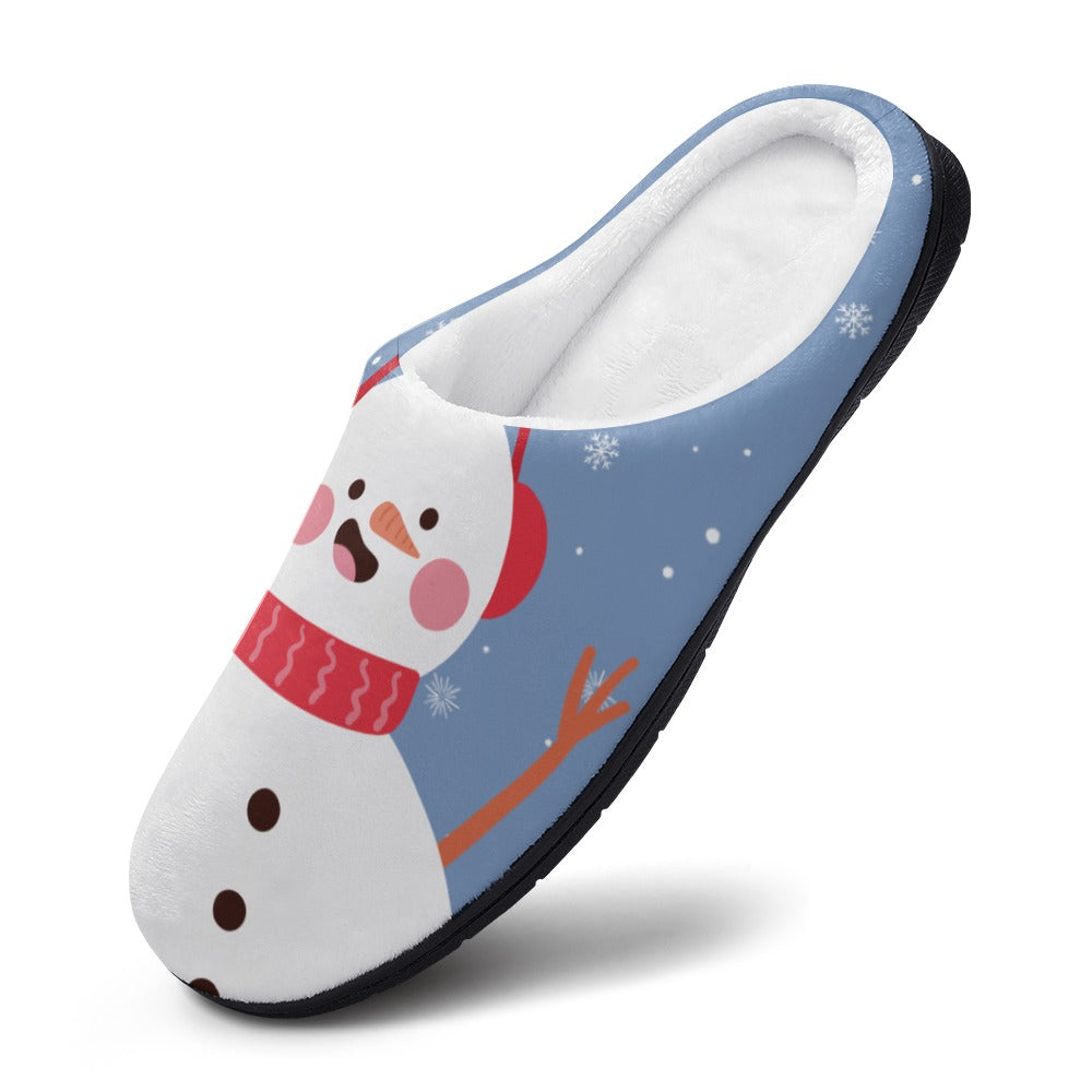 Blue Snowman House Shoe Slippers  | Custom Slippers | Robe and Slipper Gift Sets for Women | Cute Slippers for Adults | House Shoes with Patterns