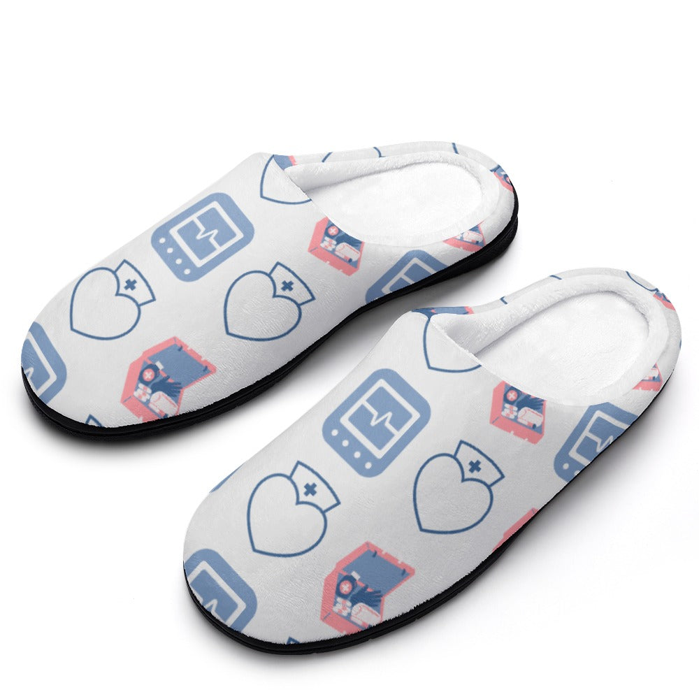 Nurse EKG White House Shoe Slippers | Custom | Personalized House Shoes | Healthcare Worker Bedroom Shoes | Robe and Slipper Gift Sets for Women