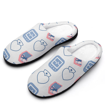 Nurse EKG White House Shoe Slippers | Custom | Personalized House Shoes | Healthcare Worker Bedroom Shoes | Robe and Slipper Gift Sets for Women