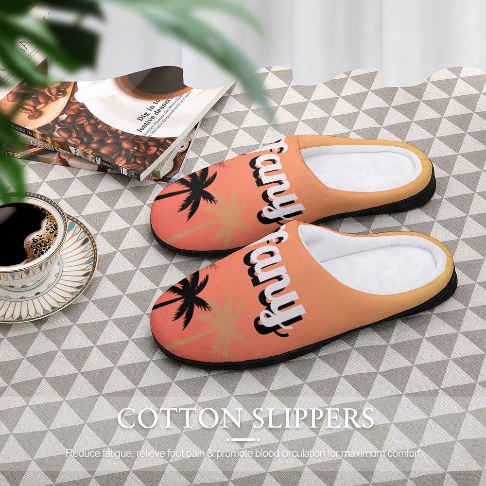 Sunset Palms House Shoe Slippers | Custom Slippers | Tropical Bedroom Shoes | Robe and Slipper Gift Sets for Women | Personalized House Shoes