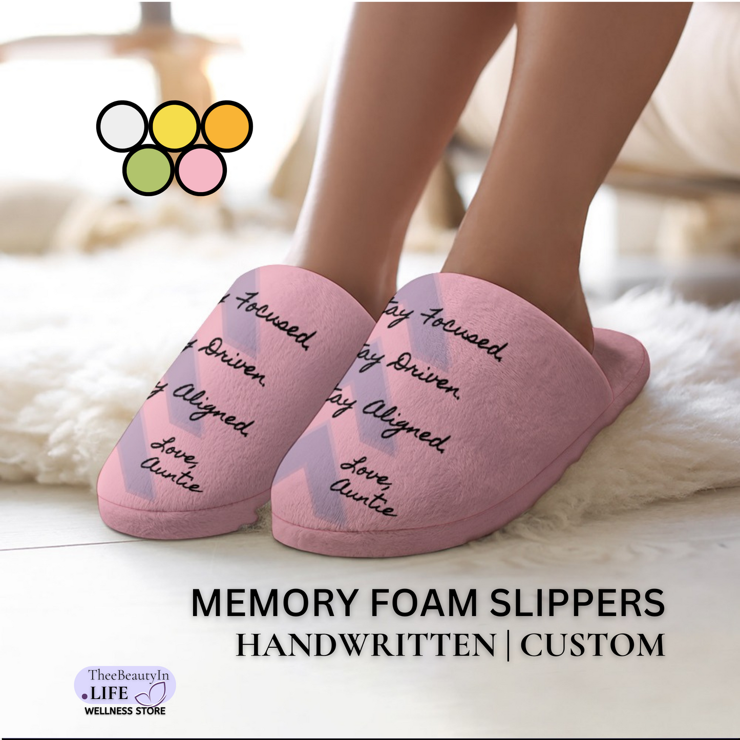 Memory Foam Slippers - Handwritten Motivational Note Custom | Personalized Slippers for Women | Success Quotes and Words of Wisdom | Work from Home Gifts | Gifts for Niece | Gifts for Students