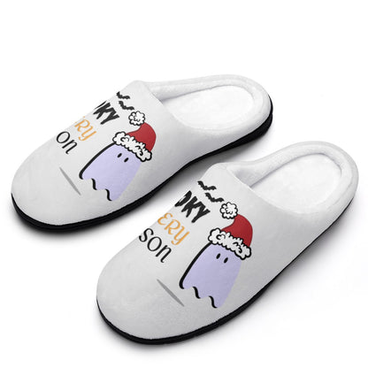 Spooky Season Holiday White House Shoe Slippers | Custom Slippers | Robe and Slipper Gift Sets for Women | Cute Slippers for Adults | House Shoes with Patterns