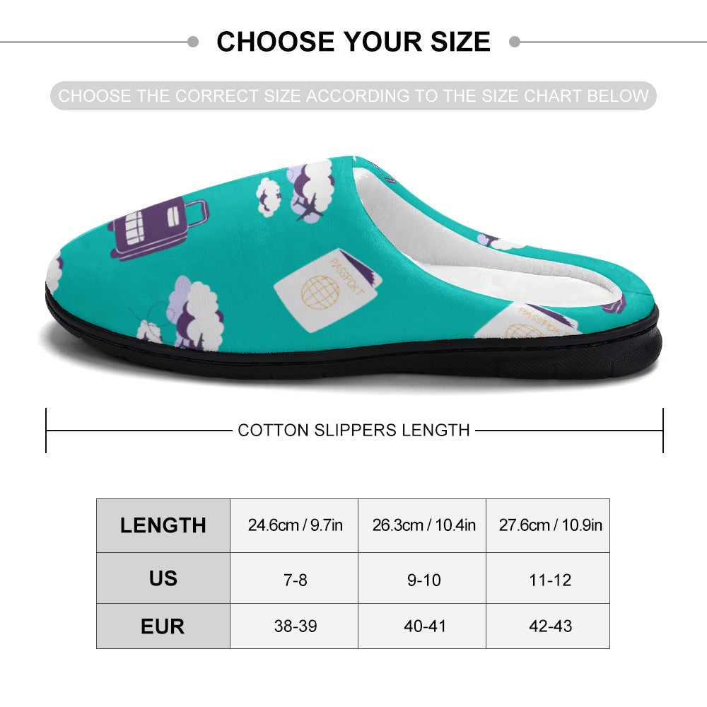 Travelers Mint Cloud House Shoe Slippers | Gifts for Flight Attendants | Gifts for Pilots | Fun Travel Lover Gift | Going On a Trip | Coworker Appreciation Day