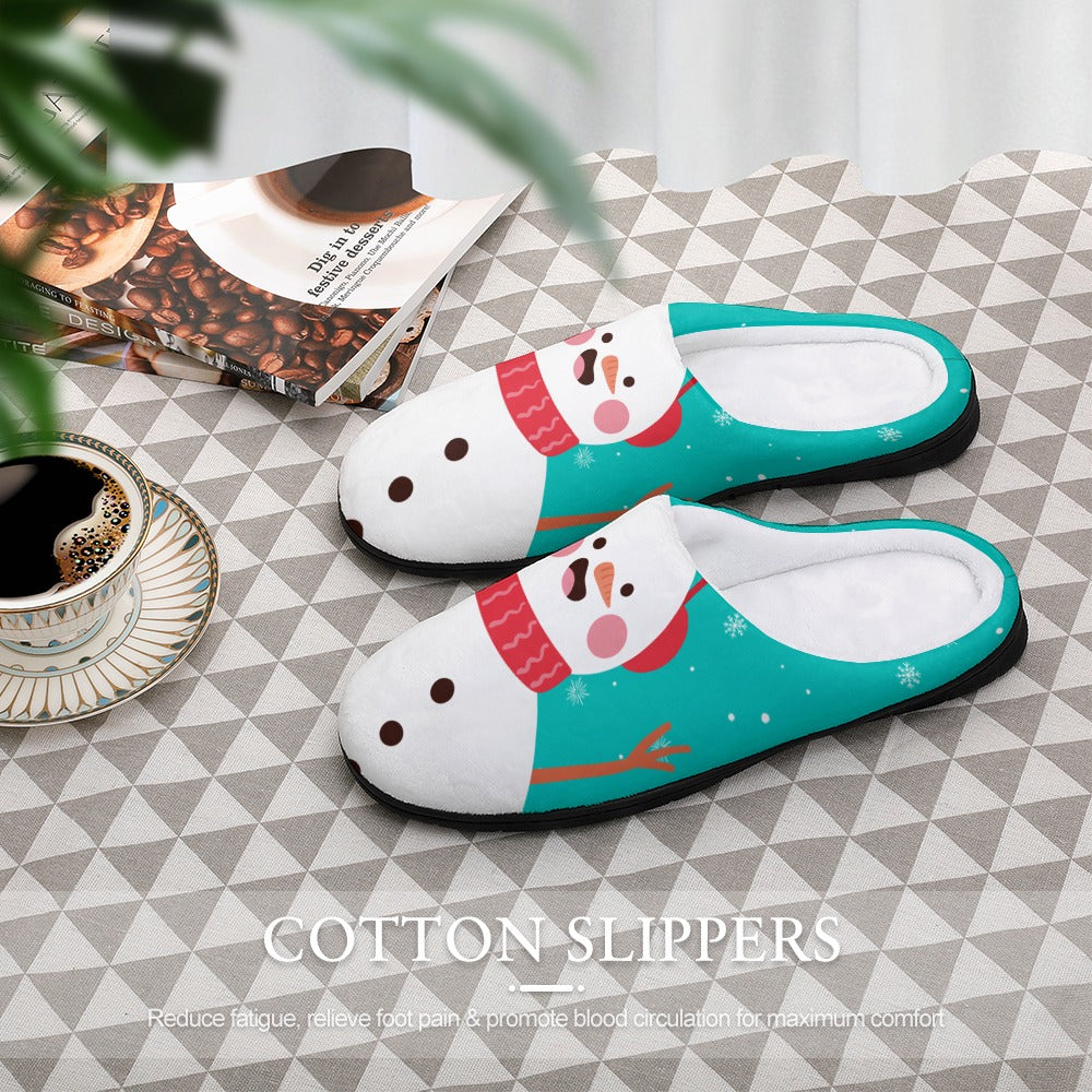 Mint Snowman House Shoe Slippers | Custom Slippers | Robe and Slipper Gift Sets for Women | Cute Slippers for Adults | House Shoes with Patterns