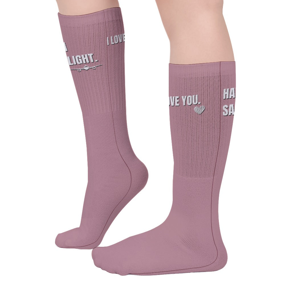 Safe Flight My Love Crew Dress Socks | Women's Dress Socks | Gifts for Pilots | Gifts for Flight Crew | Sage Green Socks | Cute Valentine's Day Ideas | One Size Gifts Under 25