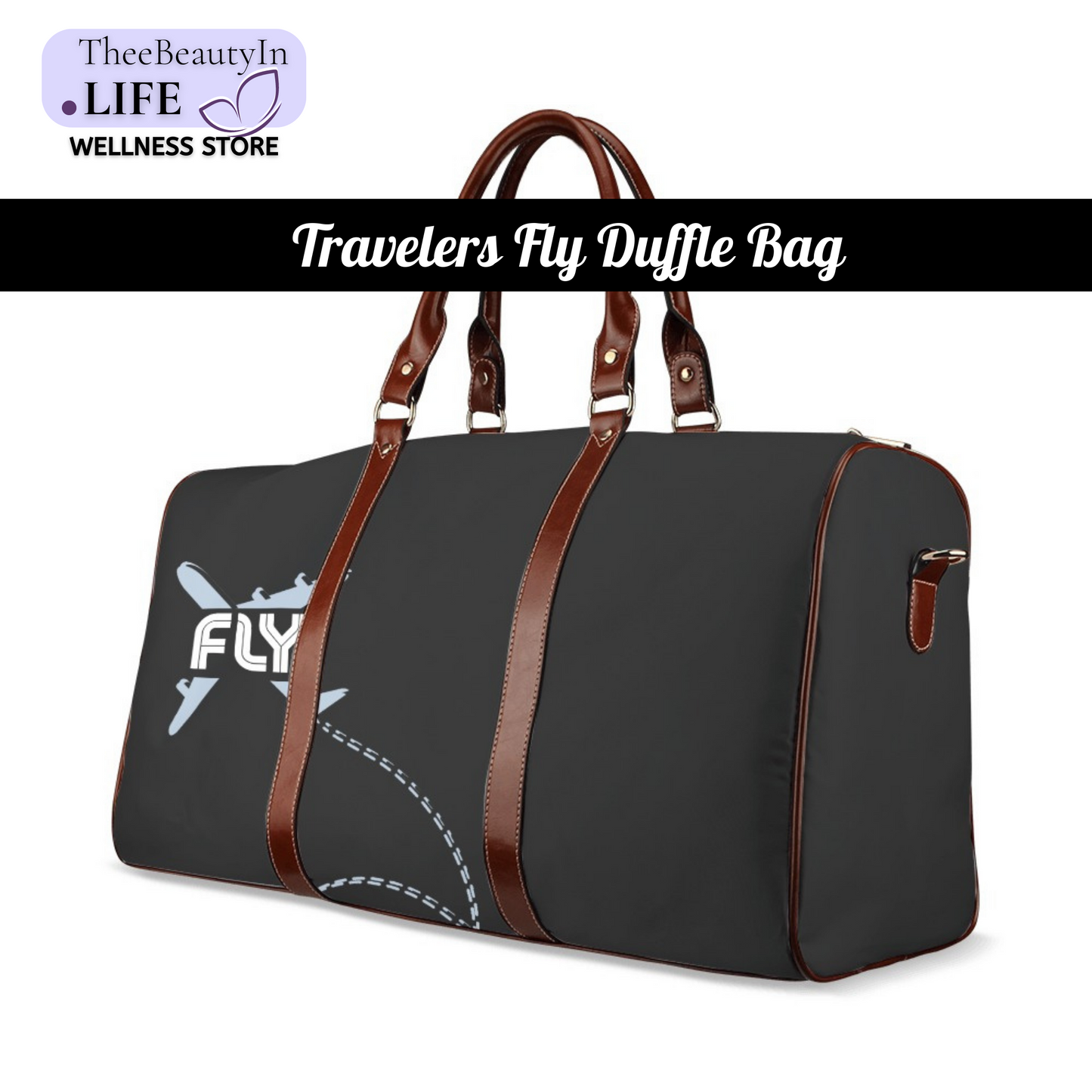 Duffel Bag - Fly Travelers Airplane | Carry On Bags and Luggage | Flight Aesthetic Tote | Red Overnight Bag | Black Weekend Vacation Duffle | Gift for Flight Attendants | Retirement Gift Ideas for Women