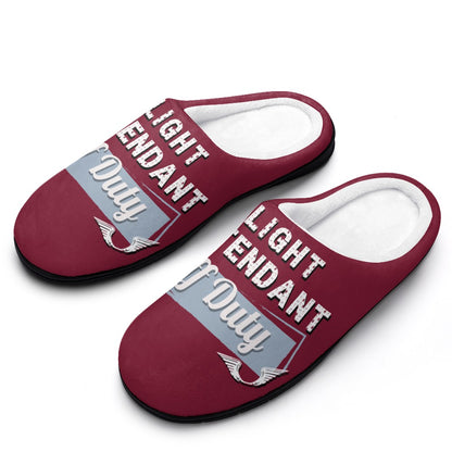 Flight Attendant Burgundy House Shoe Slippers | Custom Slippers | Robe and Slipper Gift Sets for Women | Cute Slippers for Adults | House Shoes with Patterns