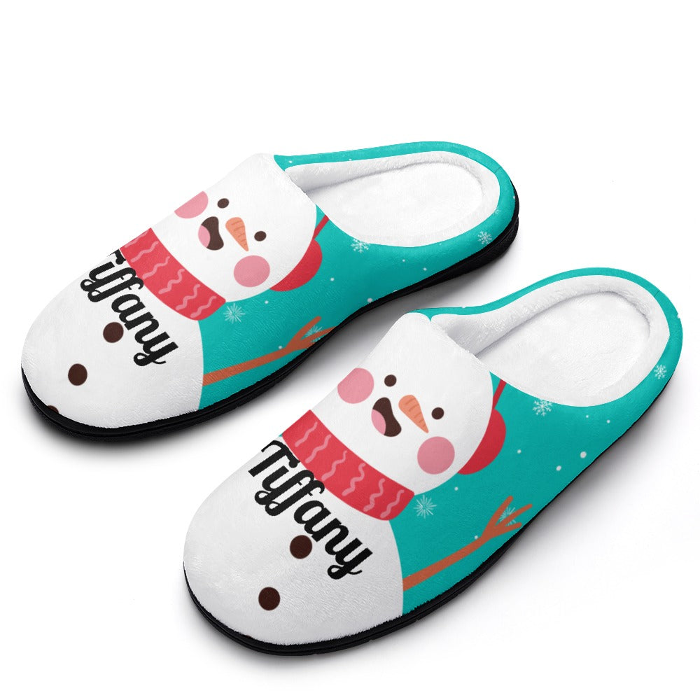 Mint Snowman House Shoe Slippers | Custom Slippers | Robe and Slipper Gift Sets for Women | Cute Slippers for Adults | House Shoes with Patterns