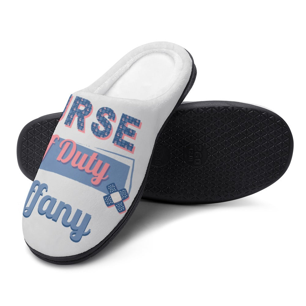 Nurse Bandaid White House Shoe Slippers | Custom | Personalized House Shoes | Healthcare Worker Bedroom Shoes | Graduation Gift Sets for Women