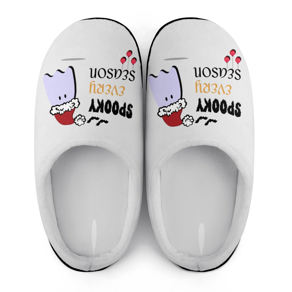 Spooky Season Holiday White House Shoe Slippers | Custom Slippers | Robe and Slipper Gift Sets for Women | Cute Slippers for Adults | House Shoes with Patterns