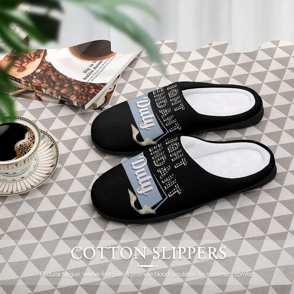 Flight Attendant Black House Shoe Slippers | Custom Slippers | Robe and Slipper Gift Sets for Women | Cute Slippers for Adults | House Shoes with Patterns