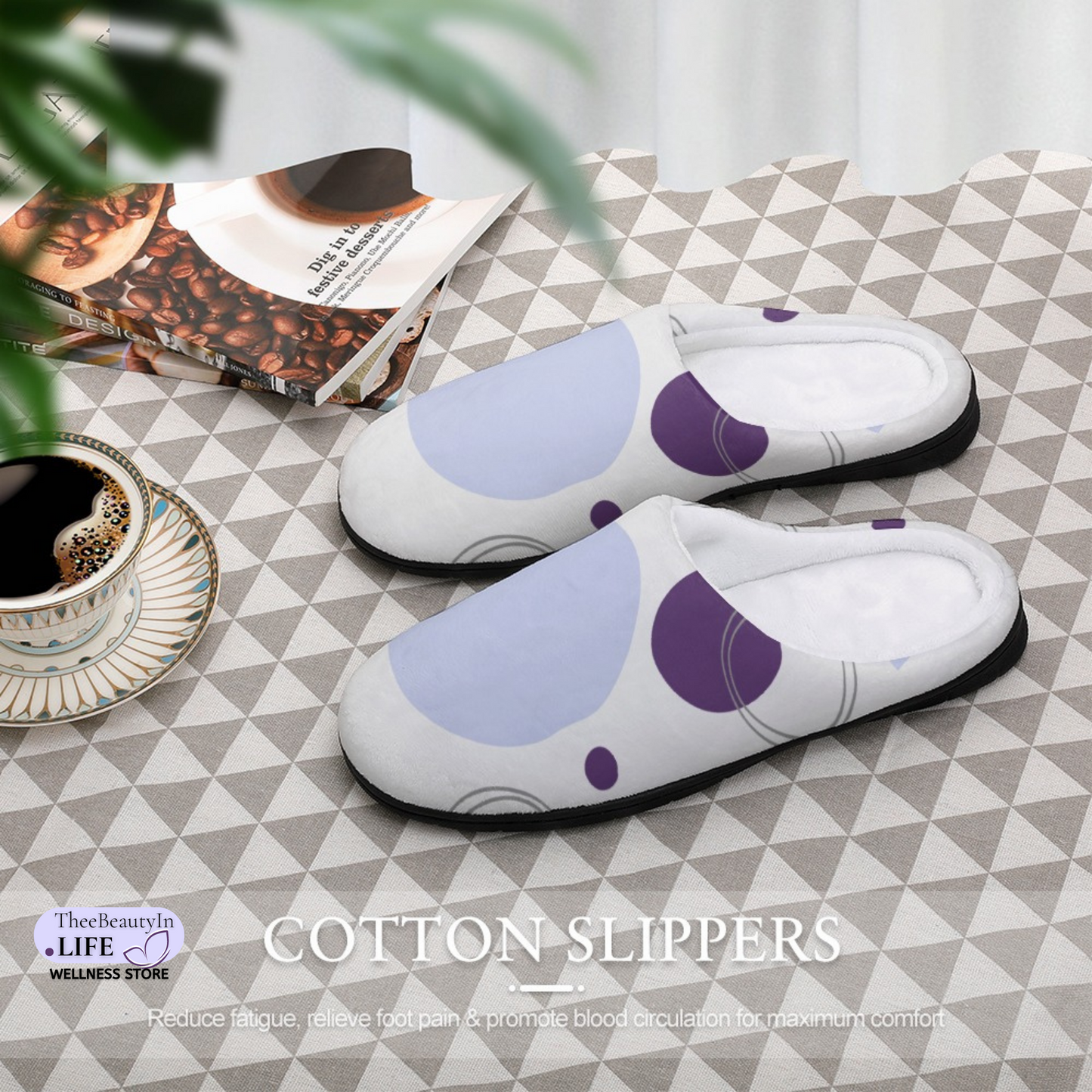 In Circles Custom Photo House Shoe Slippers | Fun Personalized Slippers | Ladies Slippers | Plush Cotton House Shoes | Cozy Bedroom Slippers with Hard Bottoms