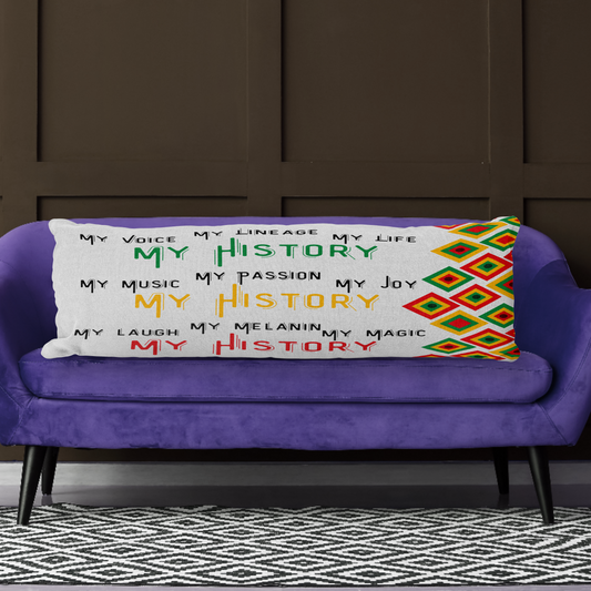 Body Pillow - Black History | 20" x 54" Support Pillow Insert and Cover | Decor for Juneteenth and Black History Month | Sleep Aid for Pregnancy and New Moms | Gift for HBCU College Students | Inspirational Lumbar Pillow for Sofa or Bed