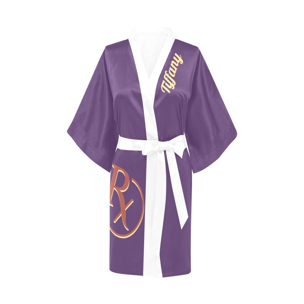 Pharmacist Day Off Purple Silky Satin Robe | Custom Satin Robe | Personalized Gifts | Comfortwear | Bath Robe Kimono and Slipper Sets for Women