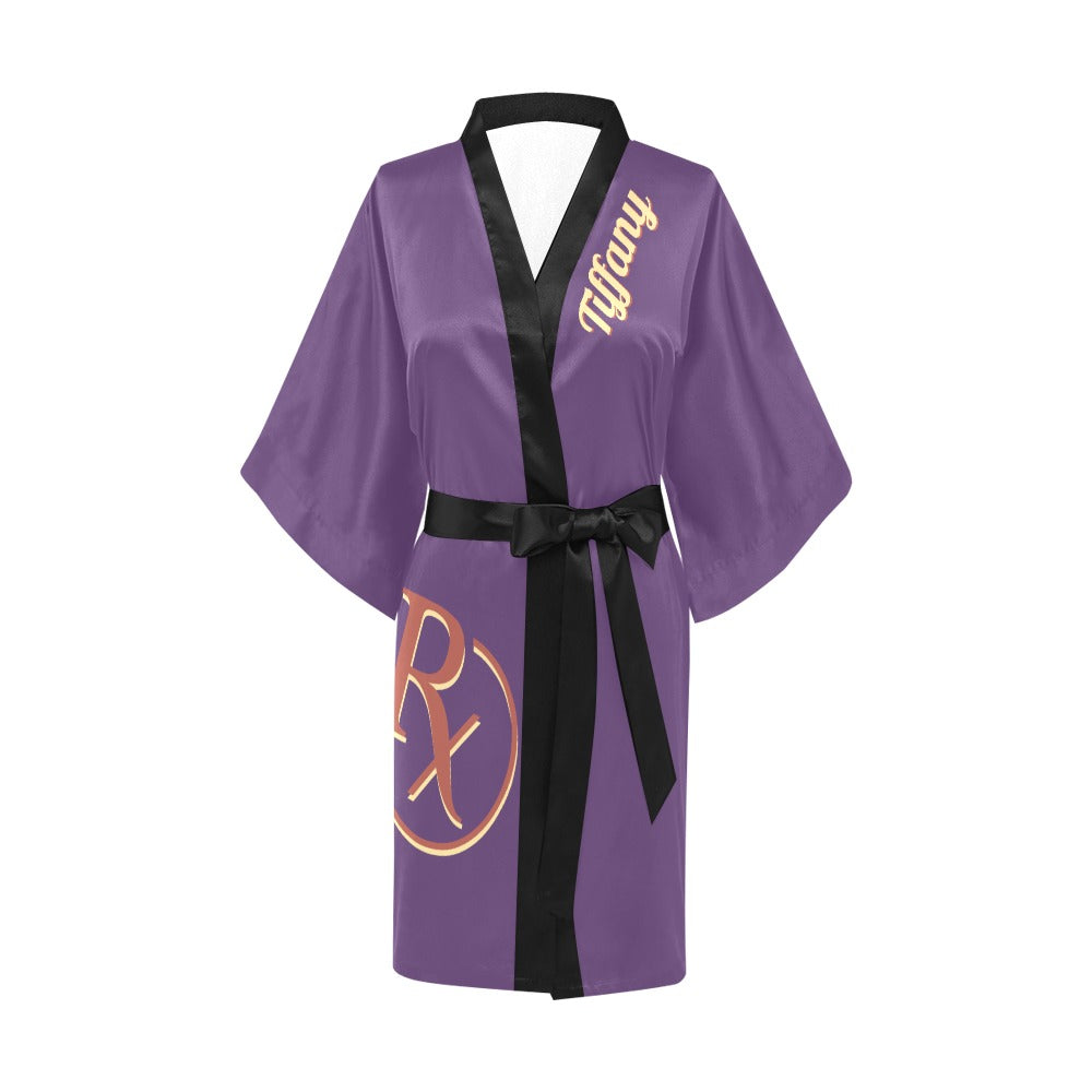 Pharmacist Day Off Purple Silky Satin Robe | Custom Satin Robe | Personalized Gifts | Comfortwear | Bath Robe Kimono and Slipper Sets for Women