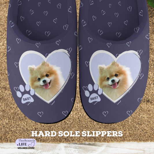 My Dog Custom House Shoe Slippers | Custom Dog Slippers for Women | Black Slippers for Dog Owners | Pet Sympathy Gift | Animal Slippers with Picture