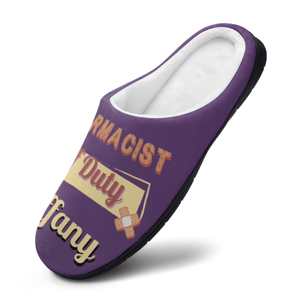 Pharmacist Day Off Purple House Shoe Slippers | Custom | Personalized House Shoes | Healthcare Worker Bedroom Shoes | Robe and Slipper Gift Sets for Women